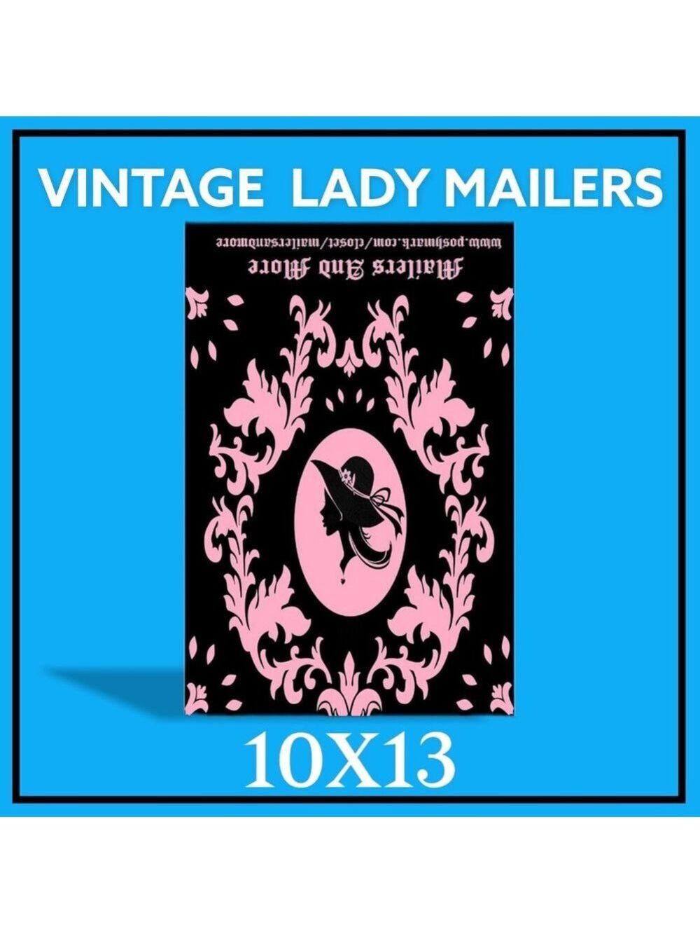 25 10X13 Poly Mailers Pink Vintage Lady Envelopes PRICE IS FIRM - Picture 10 of 12